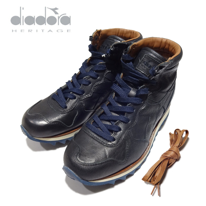 DIADORA HERITAGEハイカットスニーカーベルクロブラック黒25.5RK古着部屋