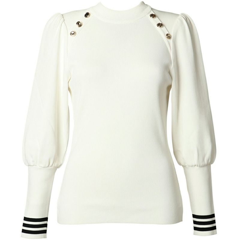 BORDRES at BALCONY◆ジュリエットショルダートップ/36/レーヨン/WHT/BD2121-1B-01 BORDRES at BALCONY(ボーダーズアットバルコニー